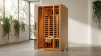 2 Person Extendable FAR Infrared Sauna for Home, Hemlock Wood Low EMF 6 Carbon Heaters Indoor Saunas with LED Lights, Bluetooth Speaker, Digital Control Panel, and Seating Bench — Lifestyle