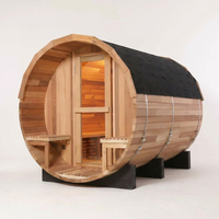 6-Person Patchworkred Cedar Traditional Steam Barrel Sauna — Studio Shot