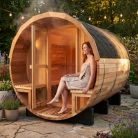 6-Person Patchworkred Cedar Traditional Steam Barrel Sauna — Lifestyle