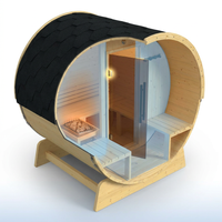 Outdoor Indoor Finland Pine Wet Dry Barrel Sauna 3-5 Person Front Porch Canopy 4.5 Kw ETL Certified Bitumen Shingle Roof — How It Works